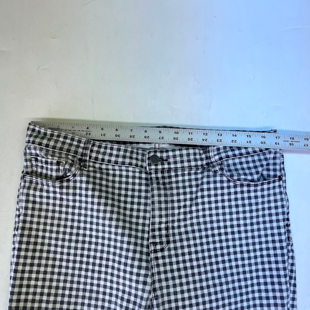 Sanctuary Denim Connector Kick Crop Gingham Checkered Pants Black White Size 33 - Picture 12 of 14